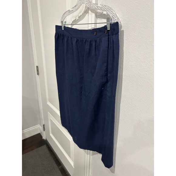 Vintage Lady 12 West Blue 2 Piece Shirt Skirt Set Blue Plus Size Retro Classic - Picture 9 of 16